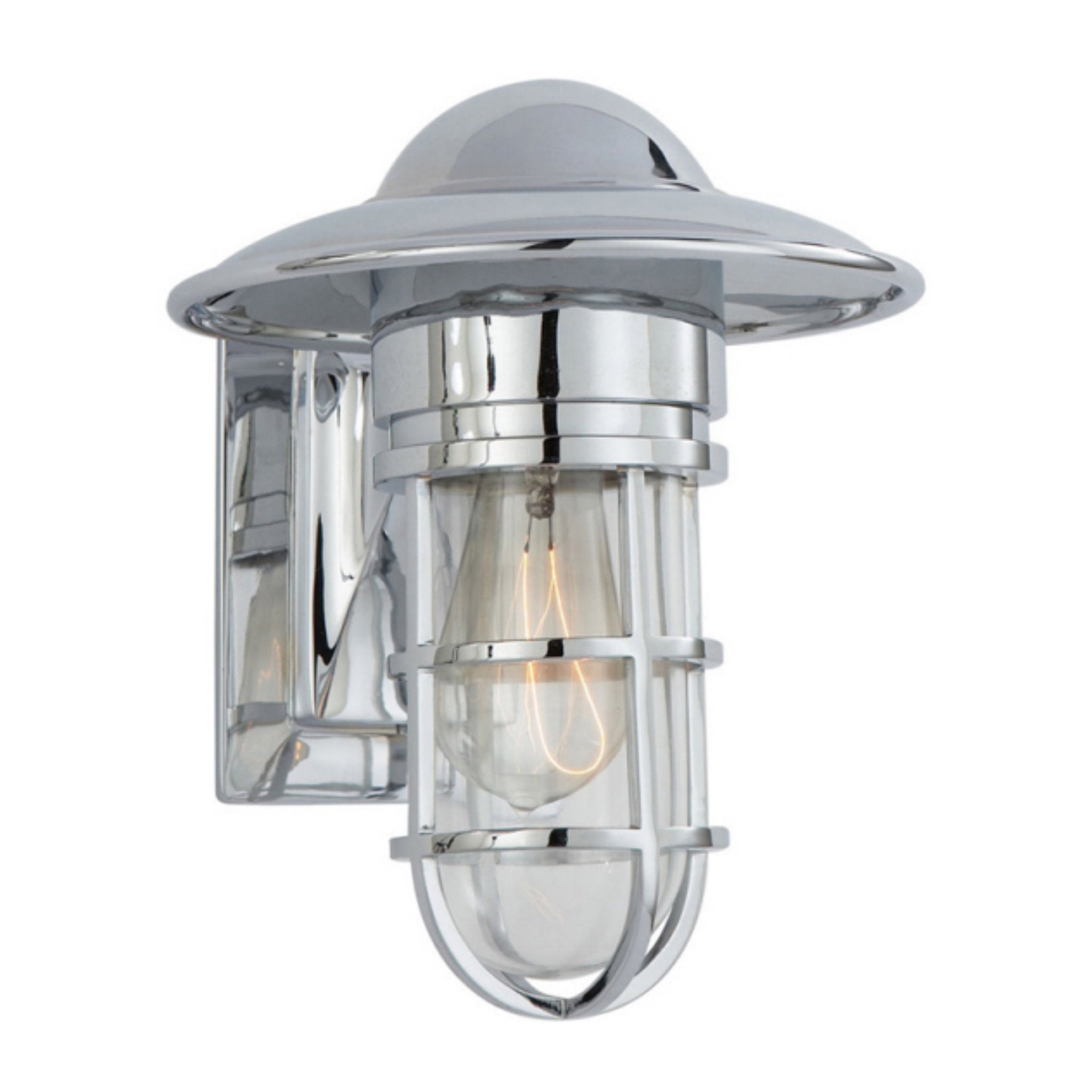 Chapman & Myers Marine Indoor/Outdoor Wall Light in Chrome with Clear Glass