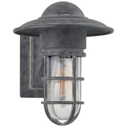 Chapman & Myers Marine Indoor/Outdoor Wall Light in Weathered Zinc with Seeded Glass