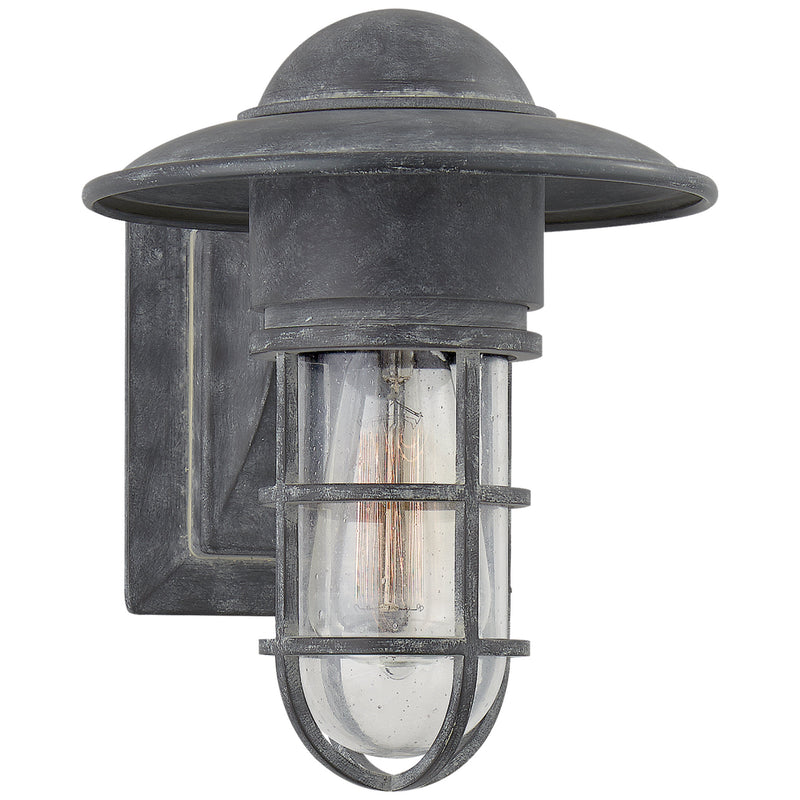 Chapman & Myers Marine Indoor/Outdoor Wall Light in Weathered Zinc with Seeded Glass