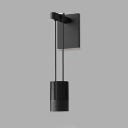 Sonneman SLS0219 Suspenders Mini Single Sconce with Suspended Cylinder w/Snoot Flood Lens in Satin Black
