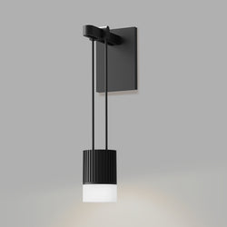Sonneman SLS0220 Suspenders Mini Single Sconce with Suspended Cylinder w/Glass Drum Diffuser in Satin Black