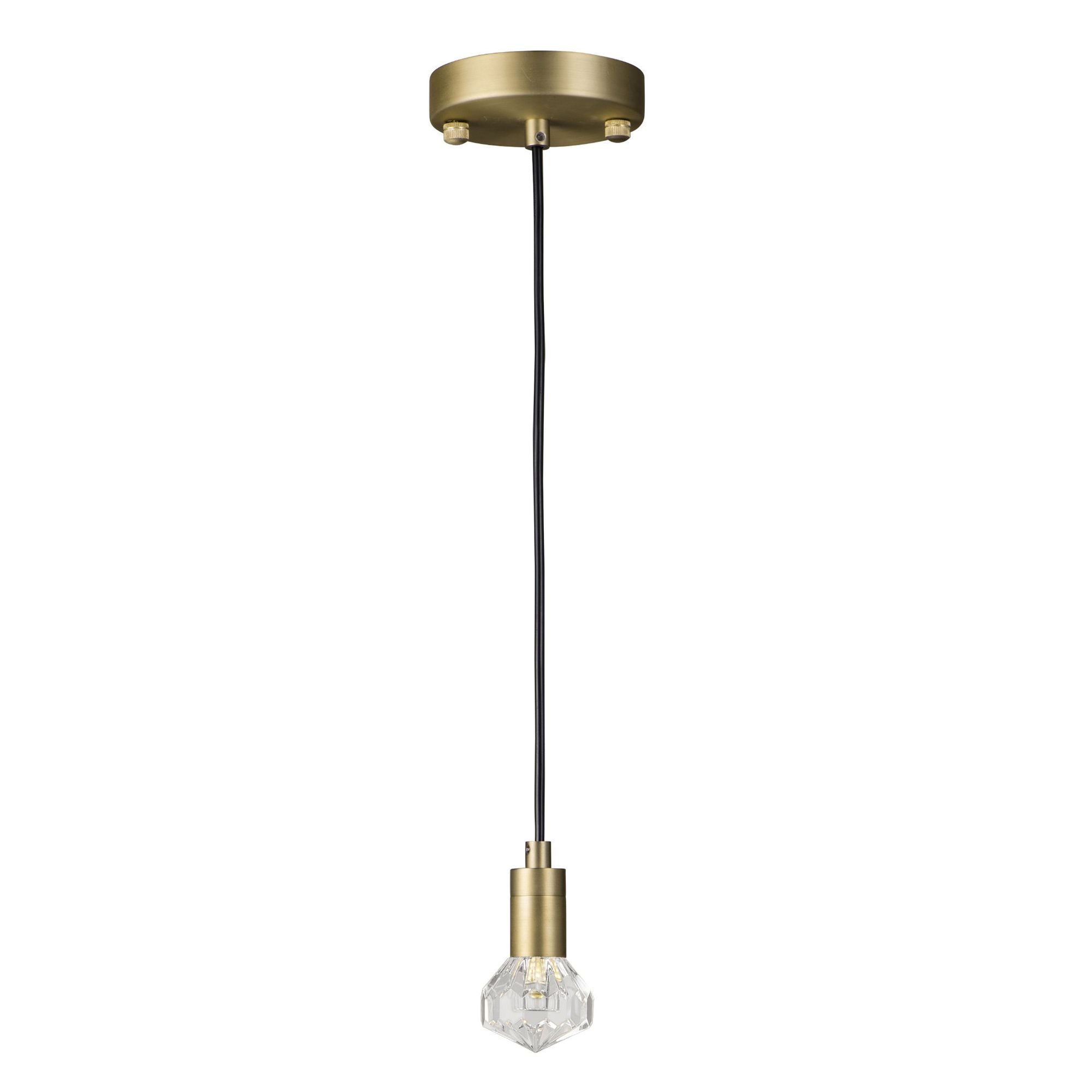 Norma Jeane 1-Light Suspension Pendant in Satin Brass with Crystal Shade