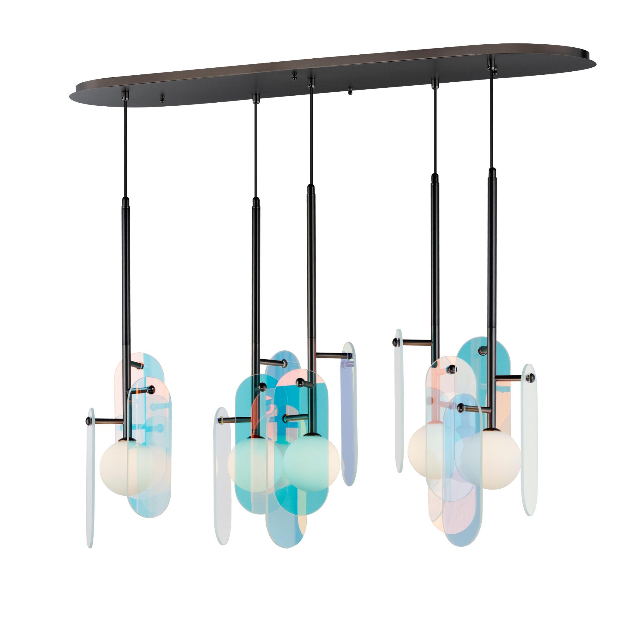 Studio M SM24815DCGM Megalith 5-Light Pendant Dichroic Glass in Gunmetal by Nina Magon
