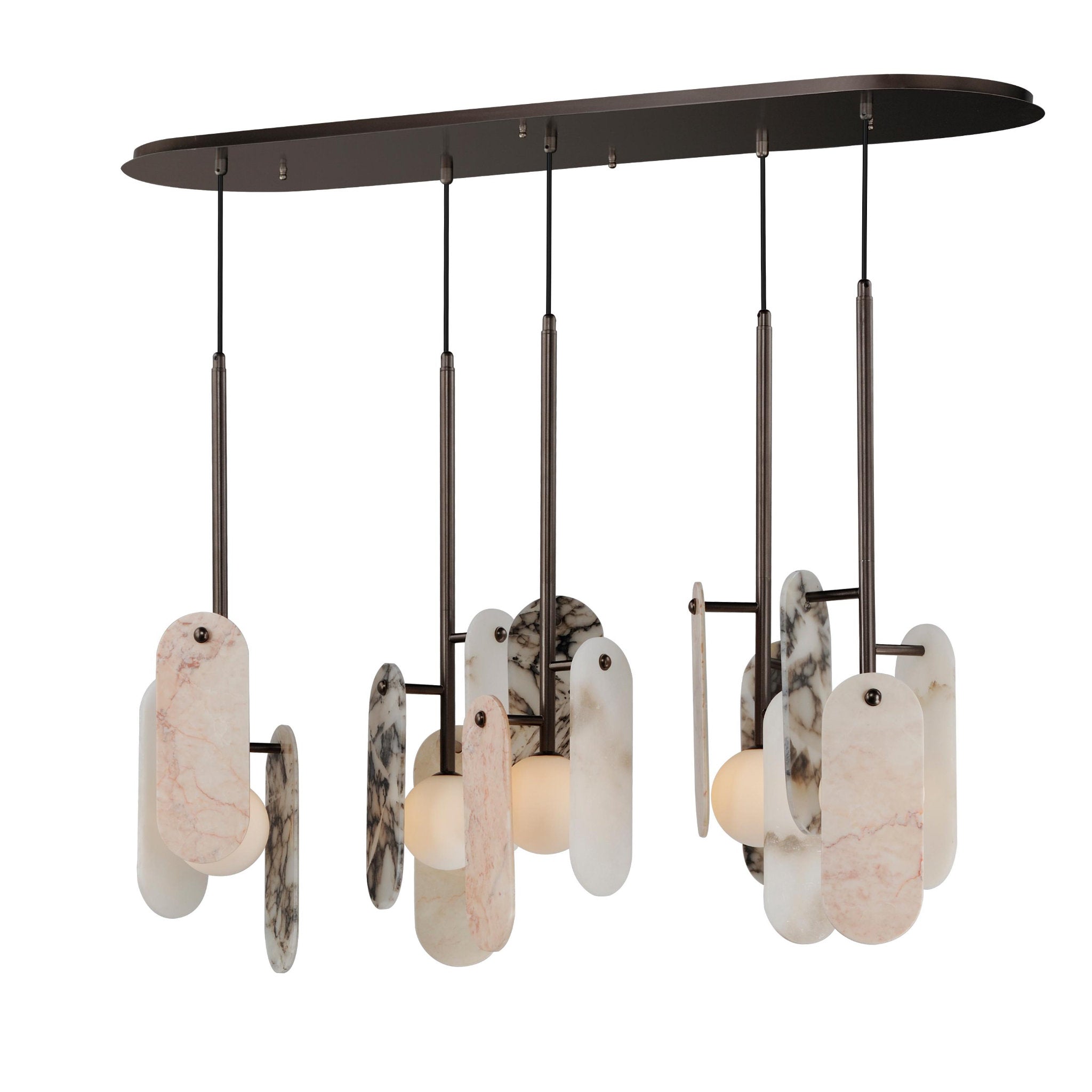 Studio M SM24815VSBBZ Megalith 5-Light Pendant Various Stone in Brushed Bronze by Nina Magon