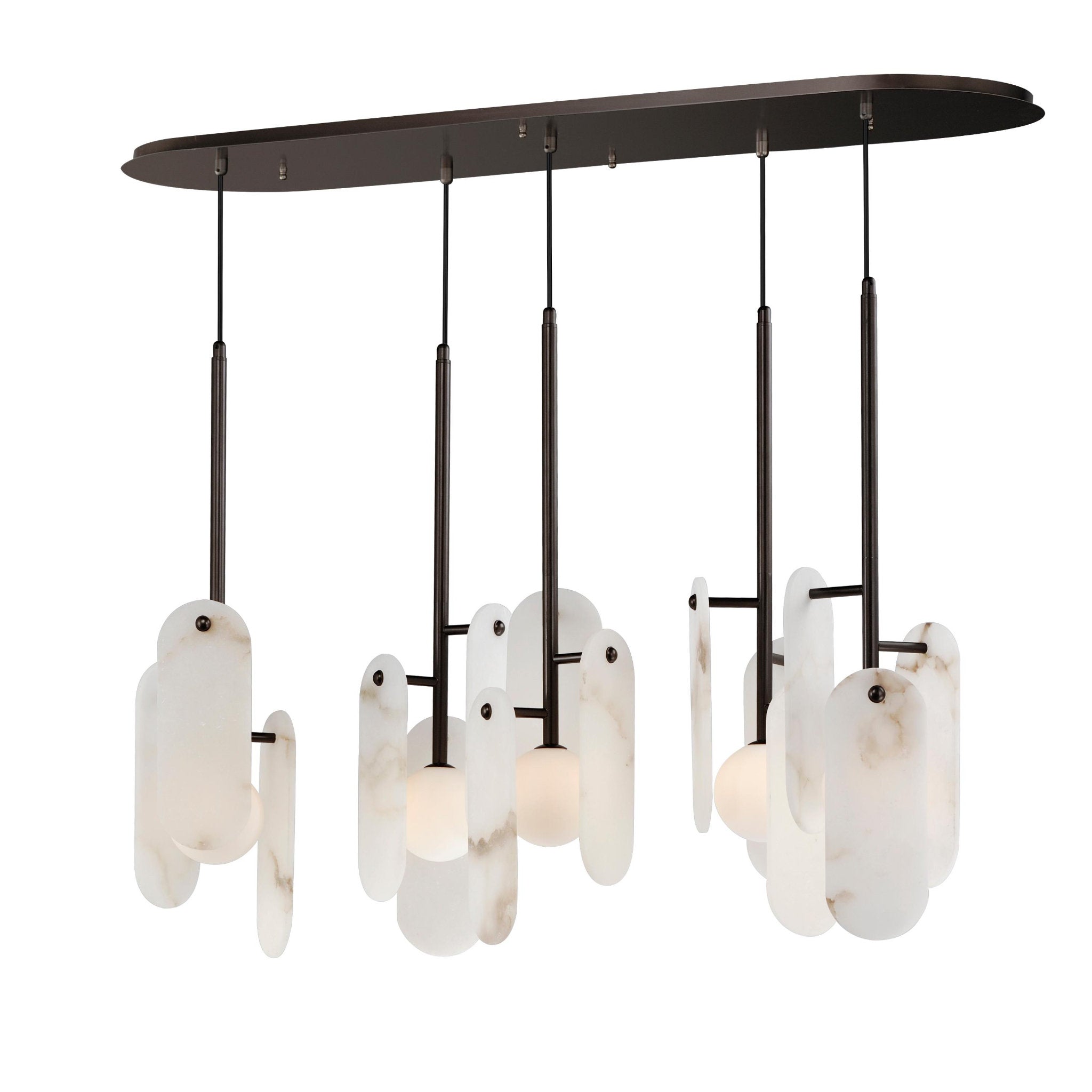 Studio M SM24815WABBZ Megalith 5-Light Pendant Spanish Alabaster in Brushed Bronze by Nina Magon
