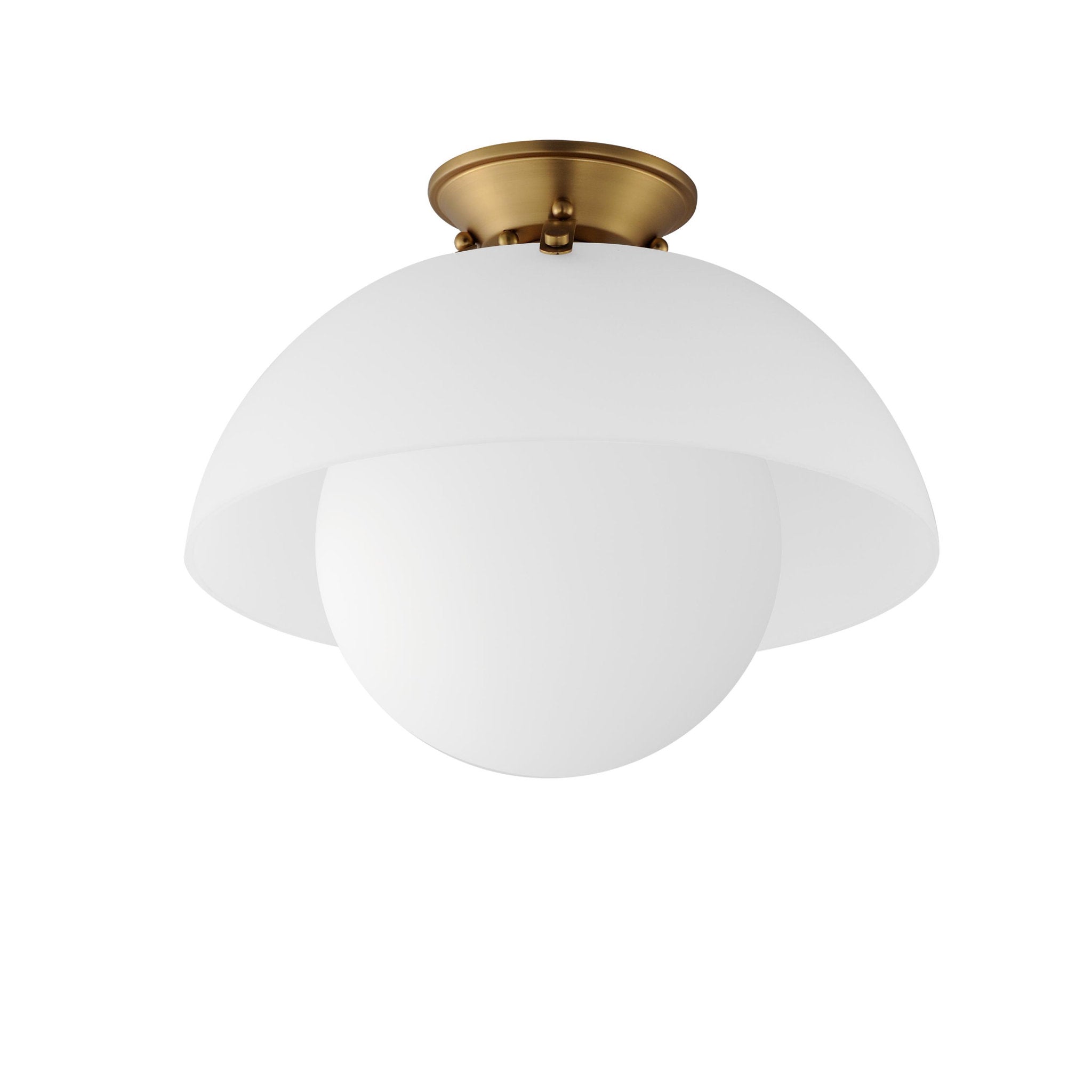 Studio M SM31009FTNAB Domain 14" Semi - Frost/Brass Flush Mount in Natural Aged Brass by Mat Sanders