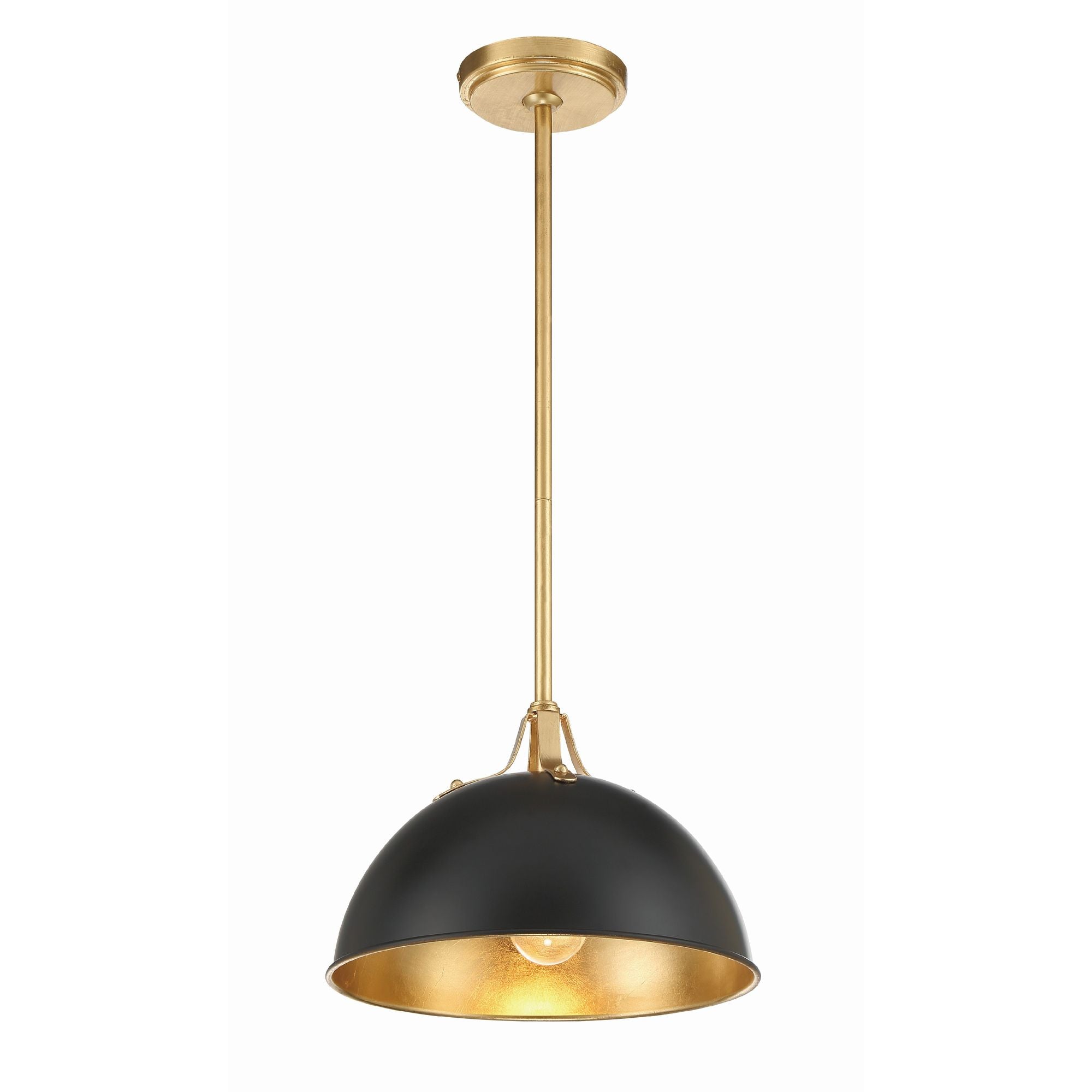 Soto 1 Light Matte Black + Antique Gold Mini Pendant 12"W x 8"H x 12"D