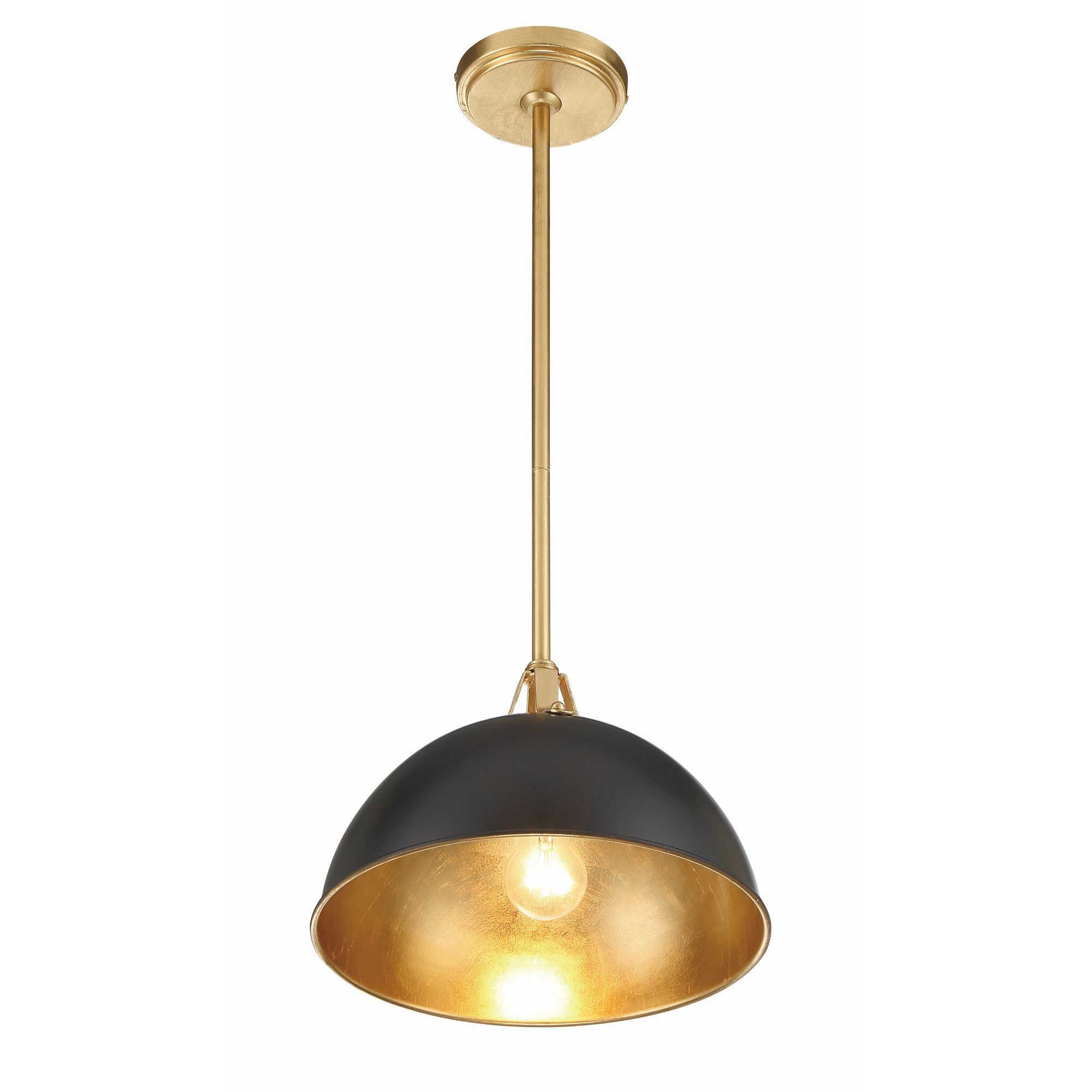 Soto 1 Light Matte Black + Antique Gold Mini Pendant 12"W x 8"H x 12"D
