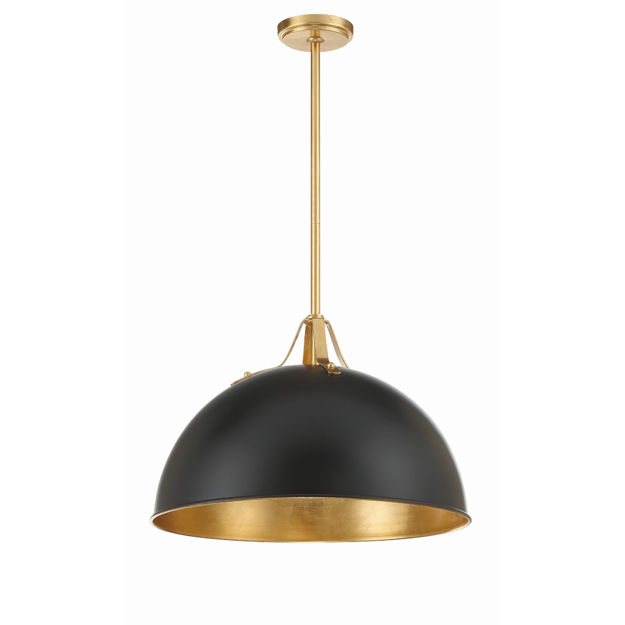Soto 1 Light Matte Black + Antique Gold Pendant 20"W x 13.25"H x 20"D
