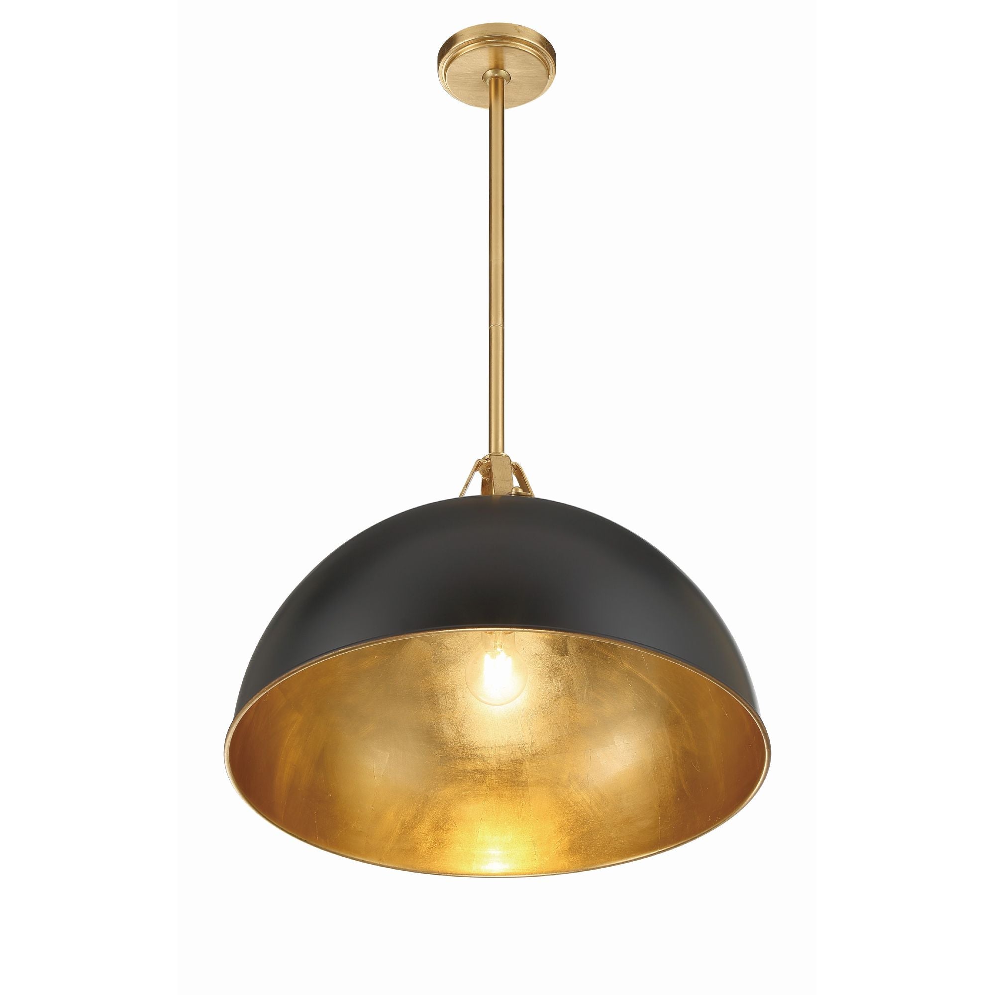 Soto 1 Light Matte Black + Antique Gold Pendant 20"W x 13.25"H x 20"D