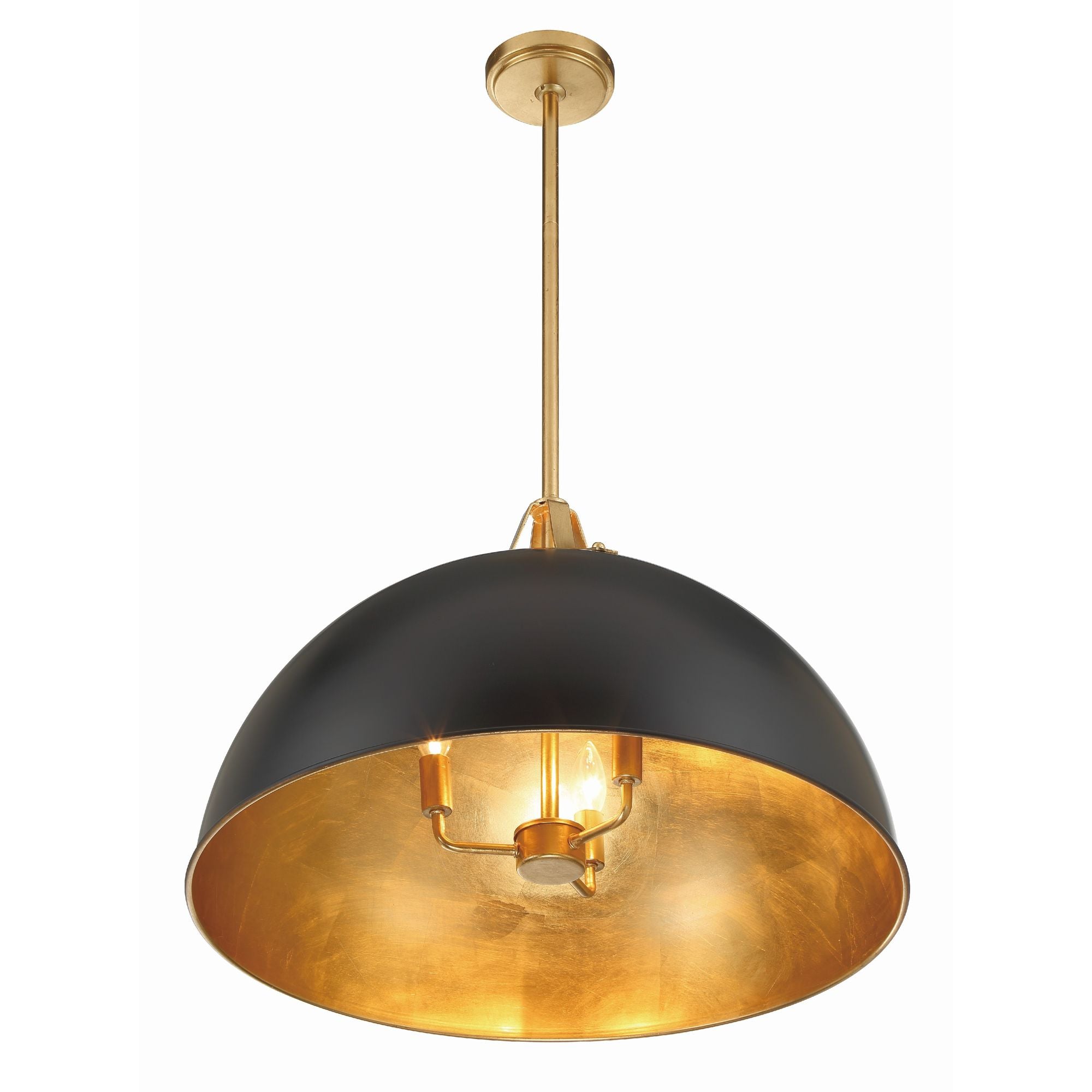 Soto 3 Light Matte Black + Antique Gold Pendant 23.5"W x 15.75"H x 23.5"D