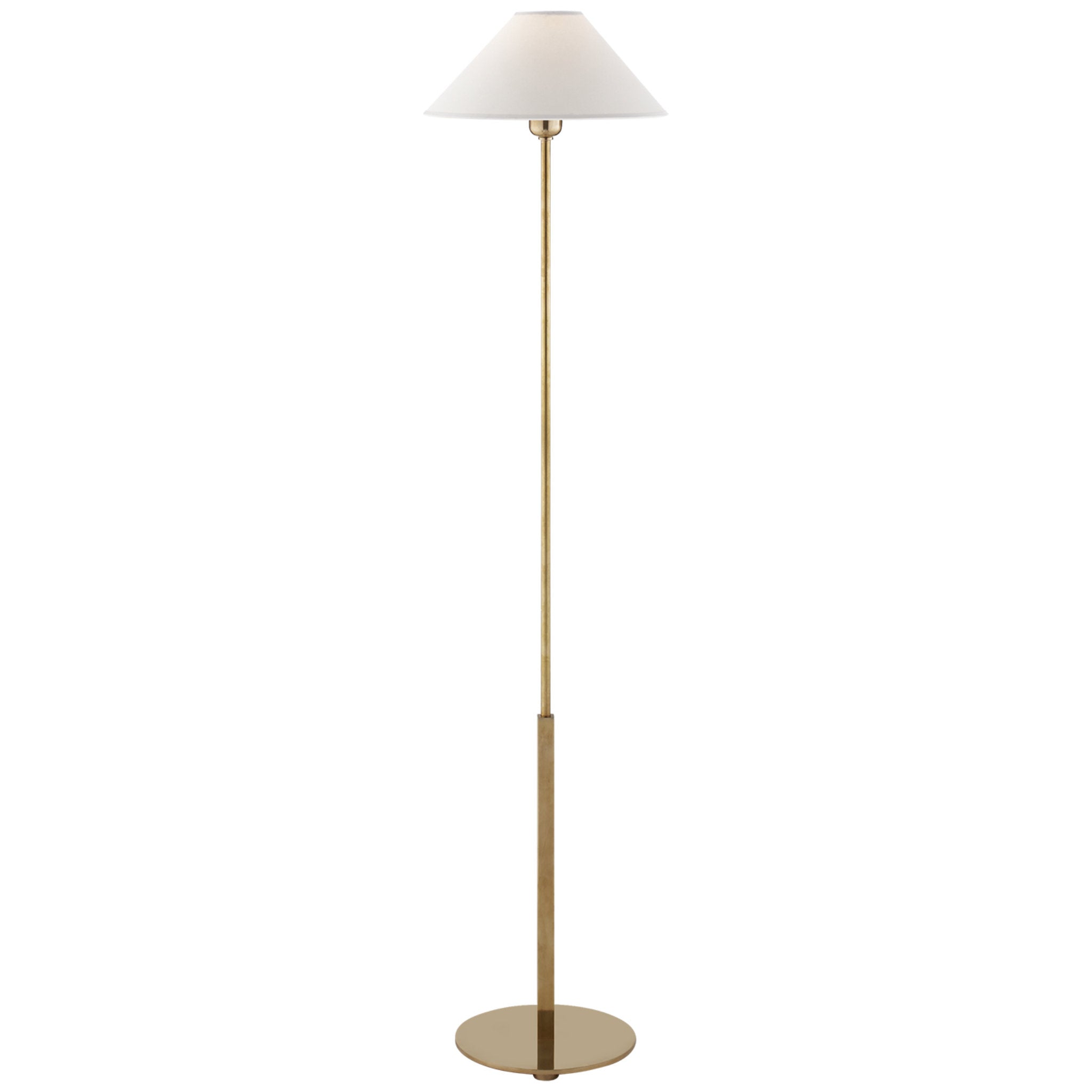 J. Randall Powers Hackney Floor Lamp in Hand-Rubbed Antique Brass with Natural Paper Shade