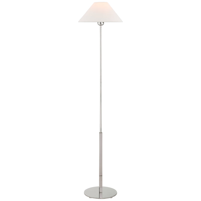 J. Randall Powers Hackney Floor Lamp in Polished Nickel with Linen Shade