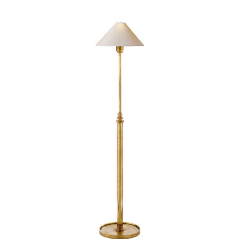 J. Randall Powers Hargett Floor Lamp in Hand-Rubbed Antique Brass with Natural Paper Shade