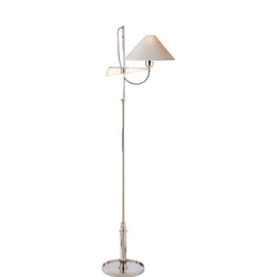 J. Randall Powers Hargett Bridge Arm Floor Lamp in Polished Nickel with Natural Paper Shade