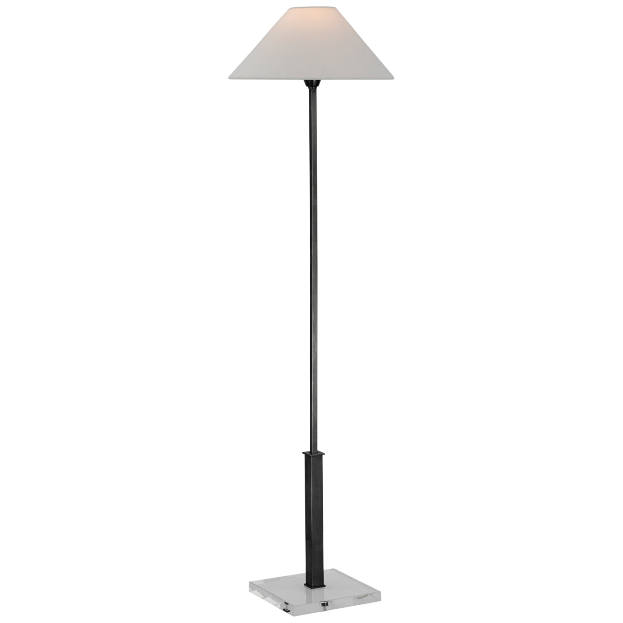 J. Randall Powers Asher Floor Lamp in Bronze and Crystal with Linen Shade