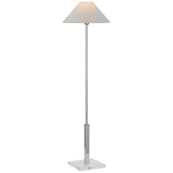 J. Randall Powers Asher Floor Lamp in Polished Nickel and Crystal with Linen Shade