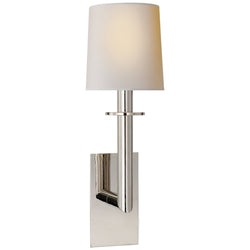 J. Randall Powers Dalston Sconce in Polished Nickel with Natural Paper Shade