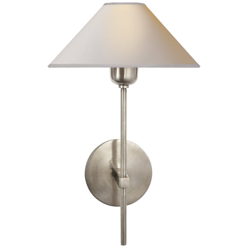 J. Randall Powers Hackney Single Sconce in Antique Nickel with Natural Paper Shade