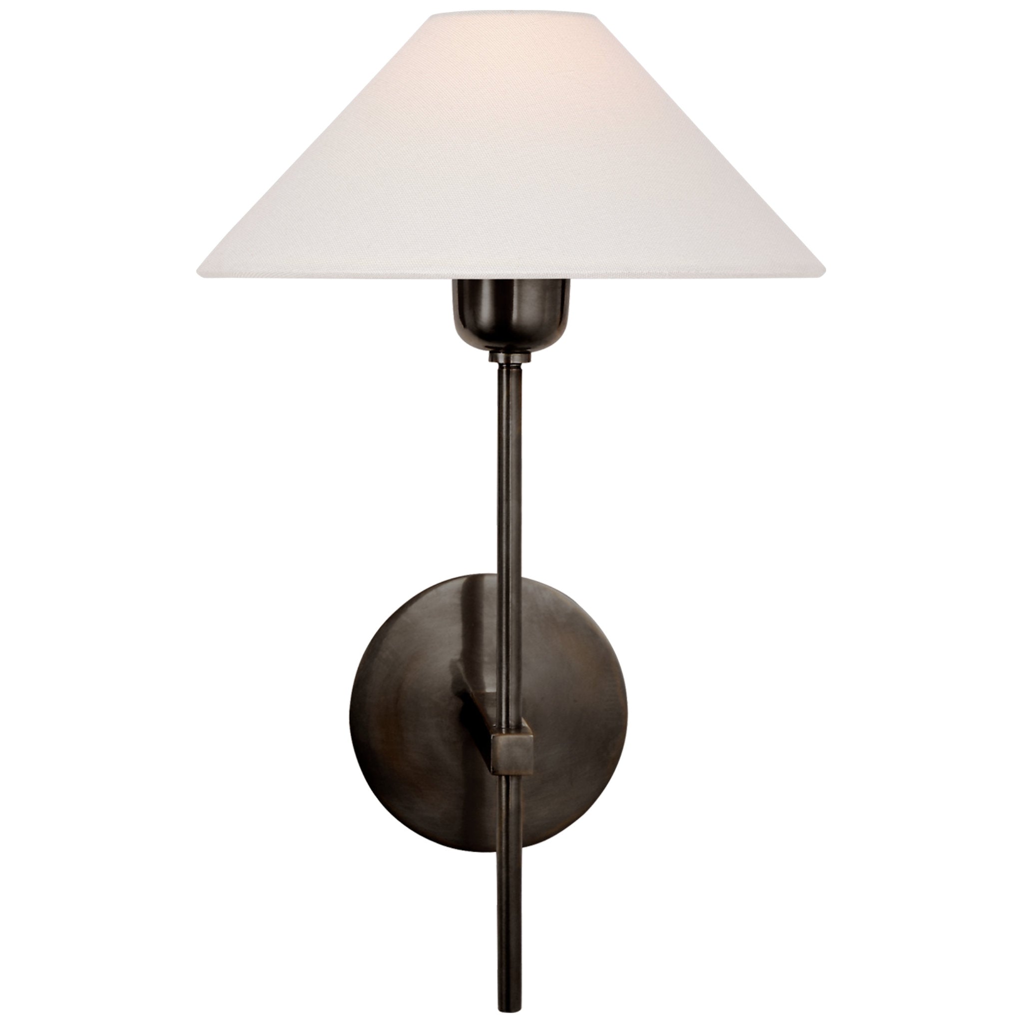 J. Randall Powers Hackney Single Sconce in Bronze with Linen Shade