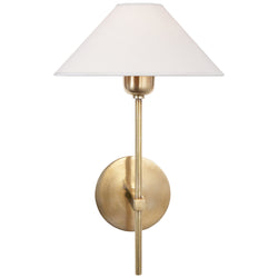 J. Randall Powers Hackney Single Sconce in Hand-Rubbed Antique Brass with Natural Paper Shade