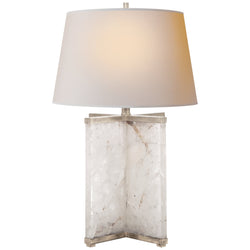 J. Randall Powers Cameron Table Lamp in Quartz and Burnished Silver Leaf with Natural Paper Shade