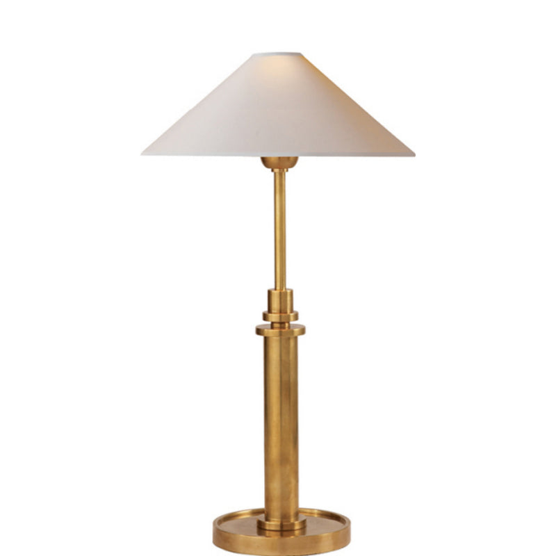 J. Randall Powers Hargett Buffet Lamp in Hand-Rubbed Antique Brass with Natural Paper Shade