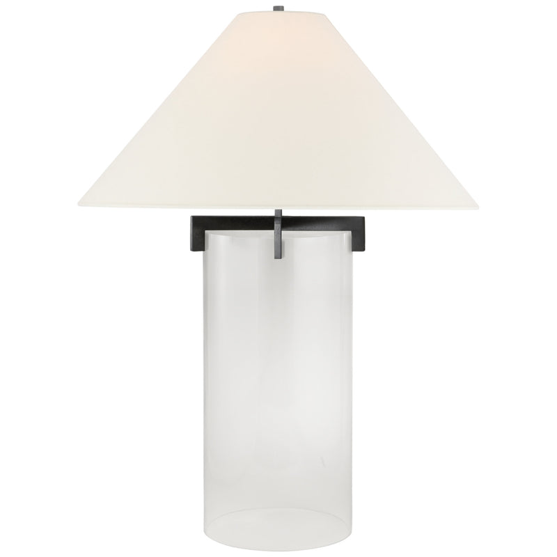 J. Randall Powers Brooks Table Lamp in Crystal and Aged Iron with Linen Shade