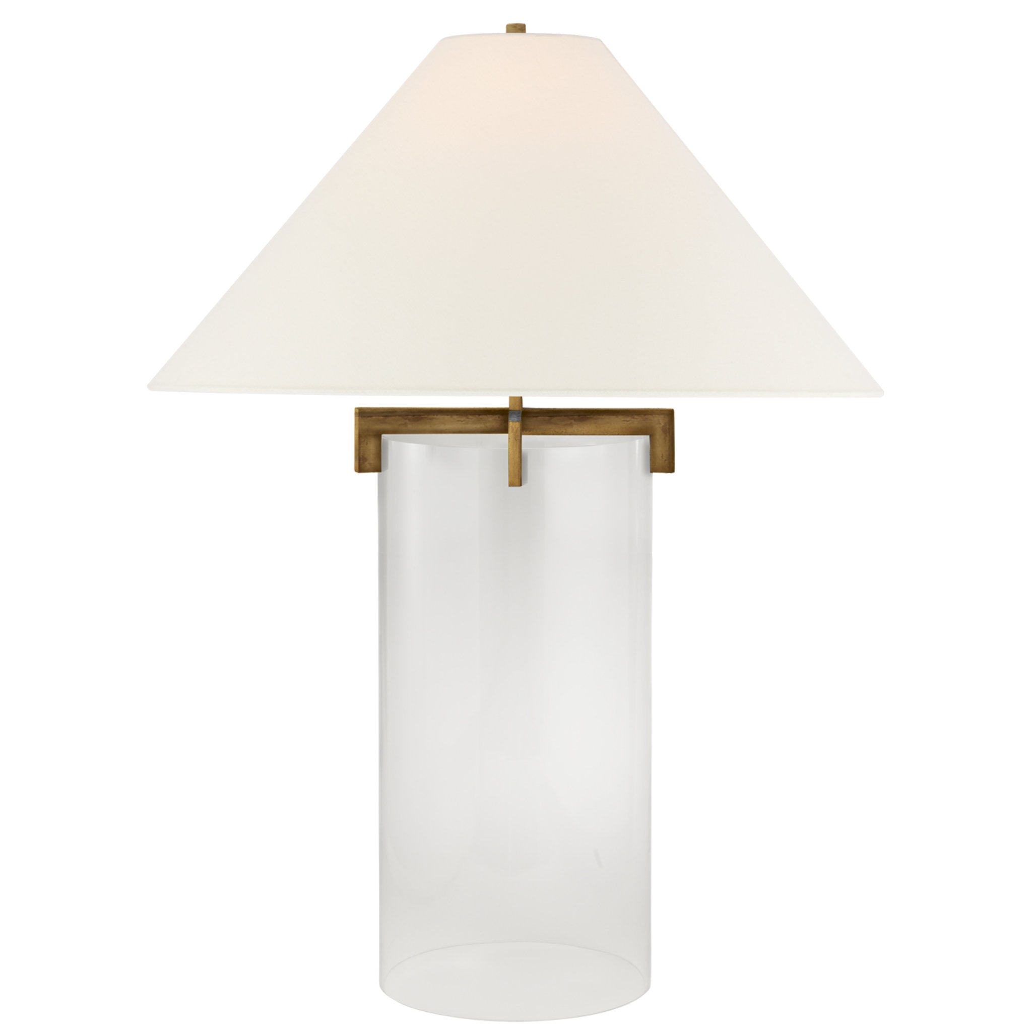 J. Randall Powers Brooks Table Lamp in Crystal and Gilded Iron with Linen Shade