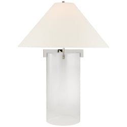 J. Randall Powers Brooks Table Lamp in Crystal and Polished Nickel with Linen Shade