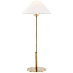 J. Randall Powers Hackney Table Lamp in Hand-Rubbed Antique Brass with Linen Shade
