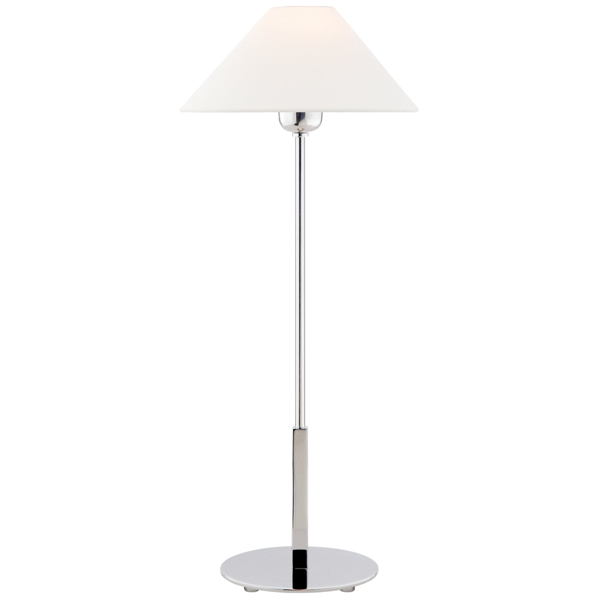 J. Randall Powers Hackney Table Lamp in Polished Nickel with Linen Shade