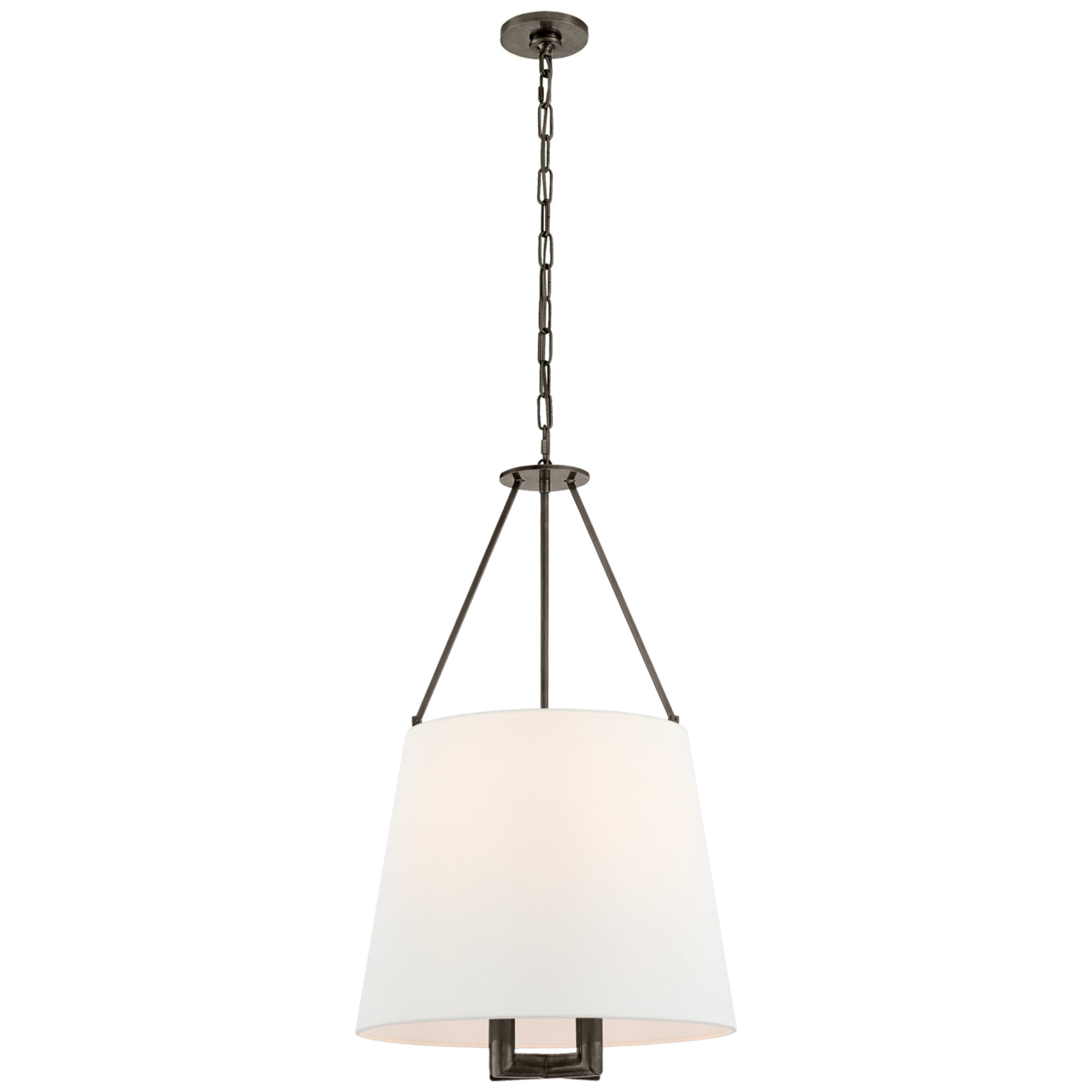 J. Randall Powers Dalston Hanging Shade in Bronze with Linen Shade