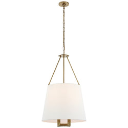 J. Randall Powers Dalston Hanging Shade in Hand-Rubbed Antique Brass with Linen Shade