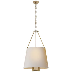 J. Randall Powers Dalston Hanging Shade in Hand-Rubbed Antique Brass with Natural Paper Shade