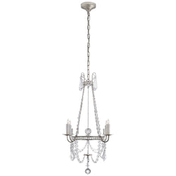 J. Randall Powers Sharon Small Chandelier in Burnished Silver Leaf with Crystal Trim