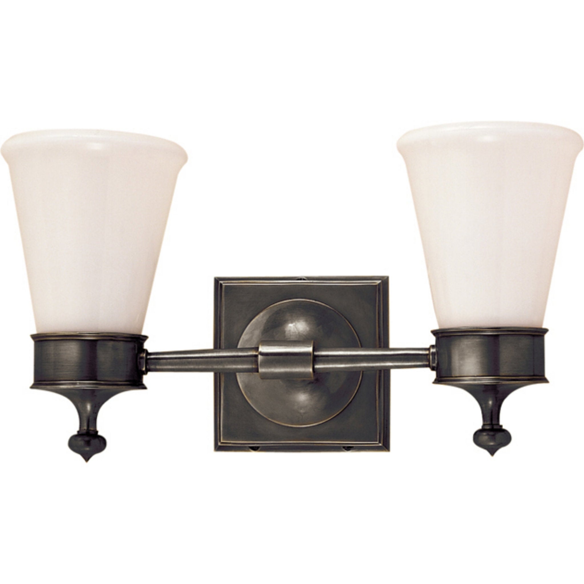 Visual Comfort Siena Double Sconce in Bronze with White Glass