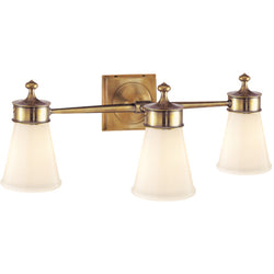 Studio VC Siena Triple Sconce in Hand-Rubbed Antique Brass with White Glass