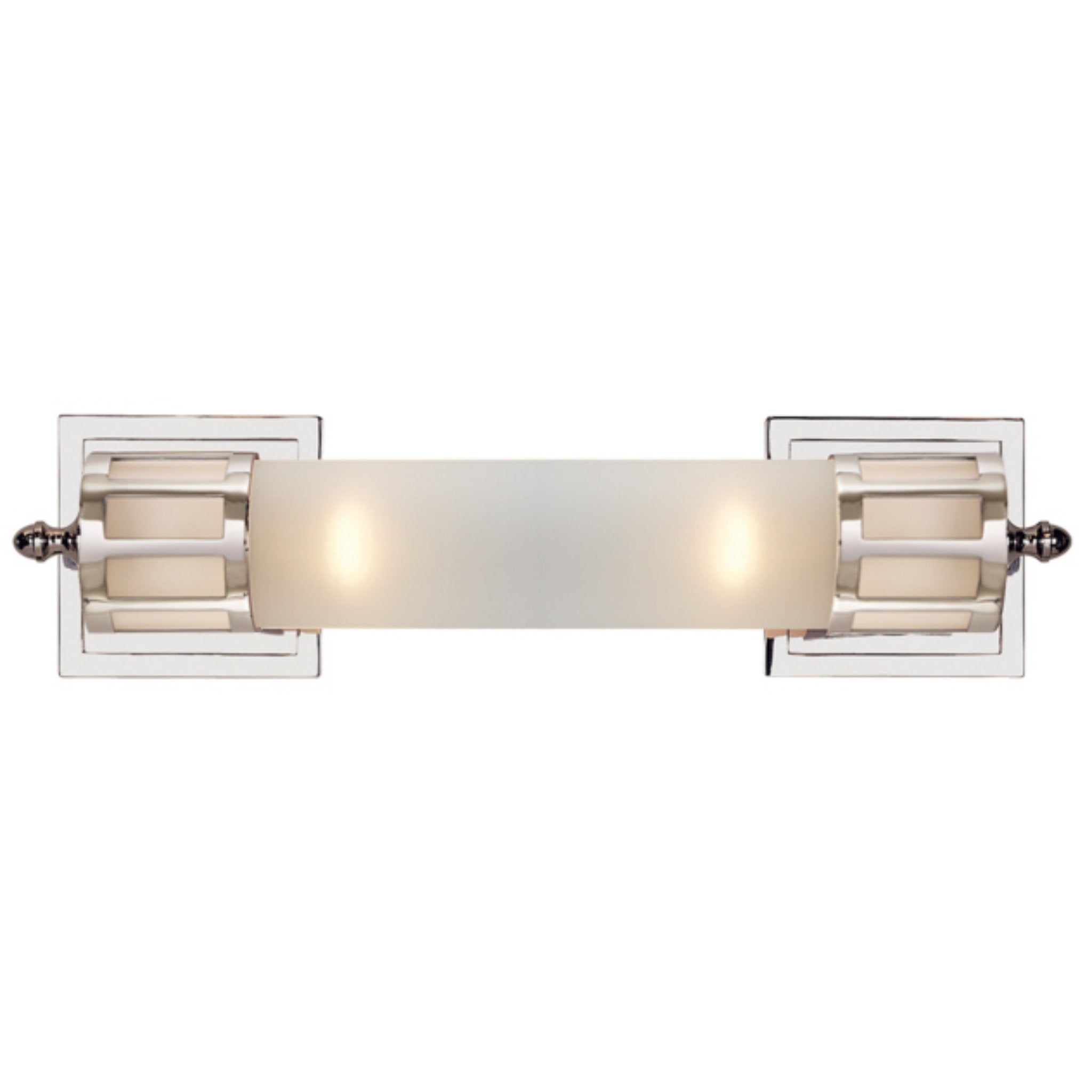 Visual Comfort Openwork Medium Sconce in Polished Nickel with Frosted Glass