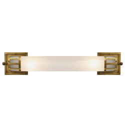 Studio VC Openwork Long Sconce in Hand-Rubbed Antique Brass with Frosted Glass