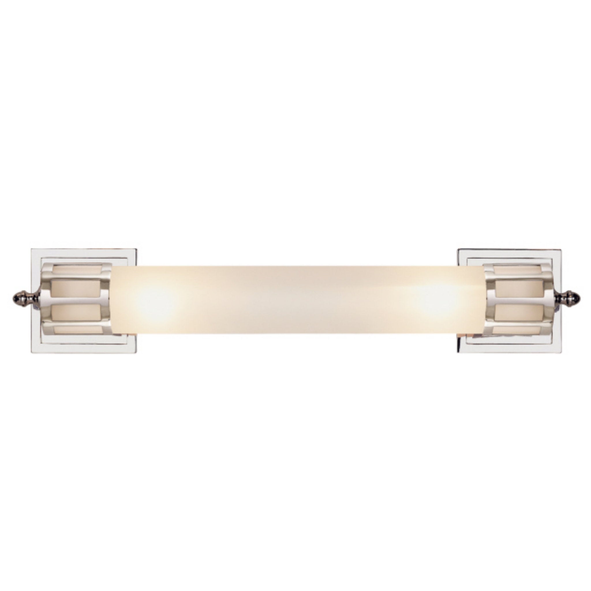 Visual Comfort Openwork Long Sconce in Polished Nickel with Frosted Glass
