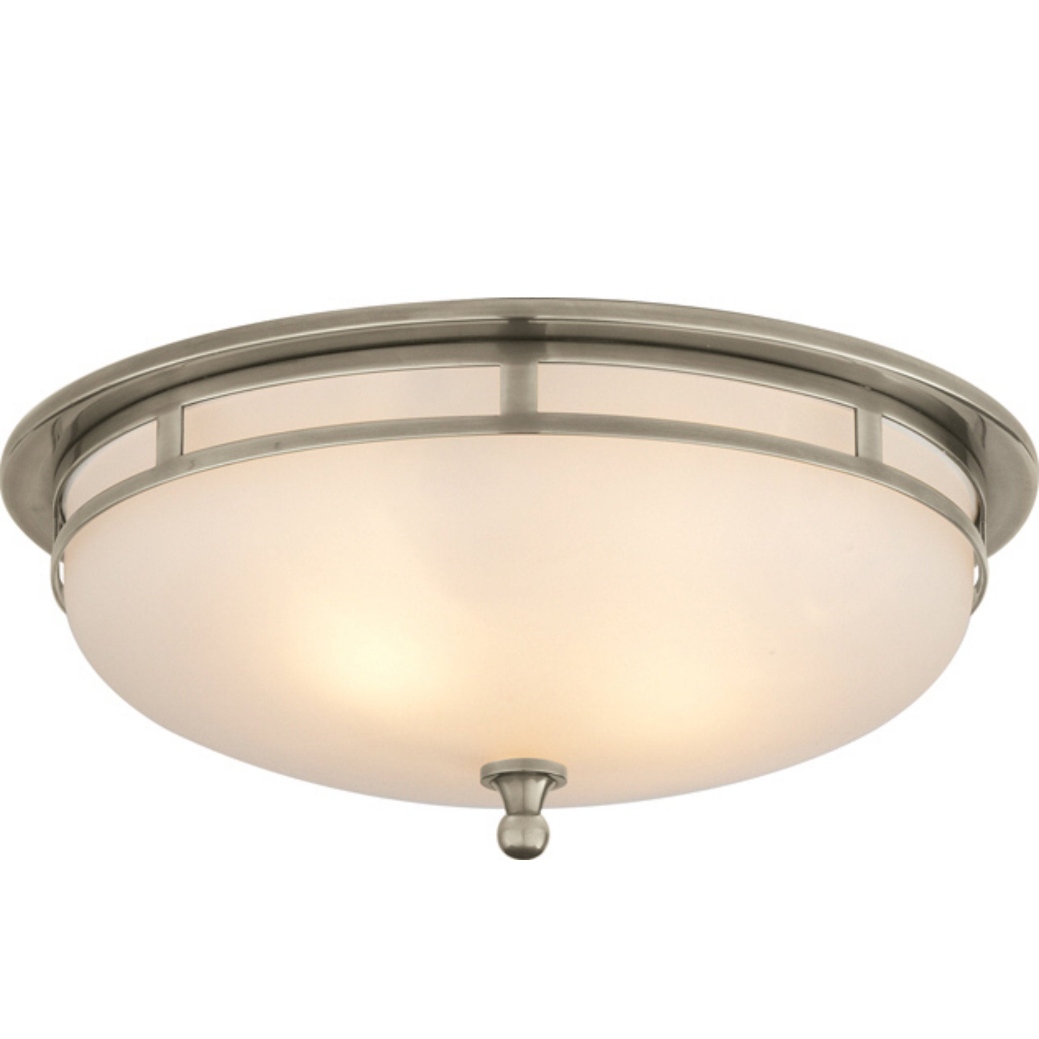Visual Comfort Openwork Large Flush Mount in Antique Nickel with Frosted Glass