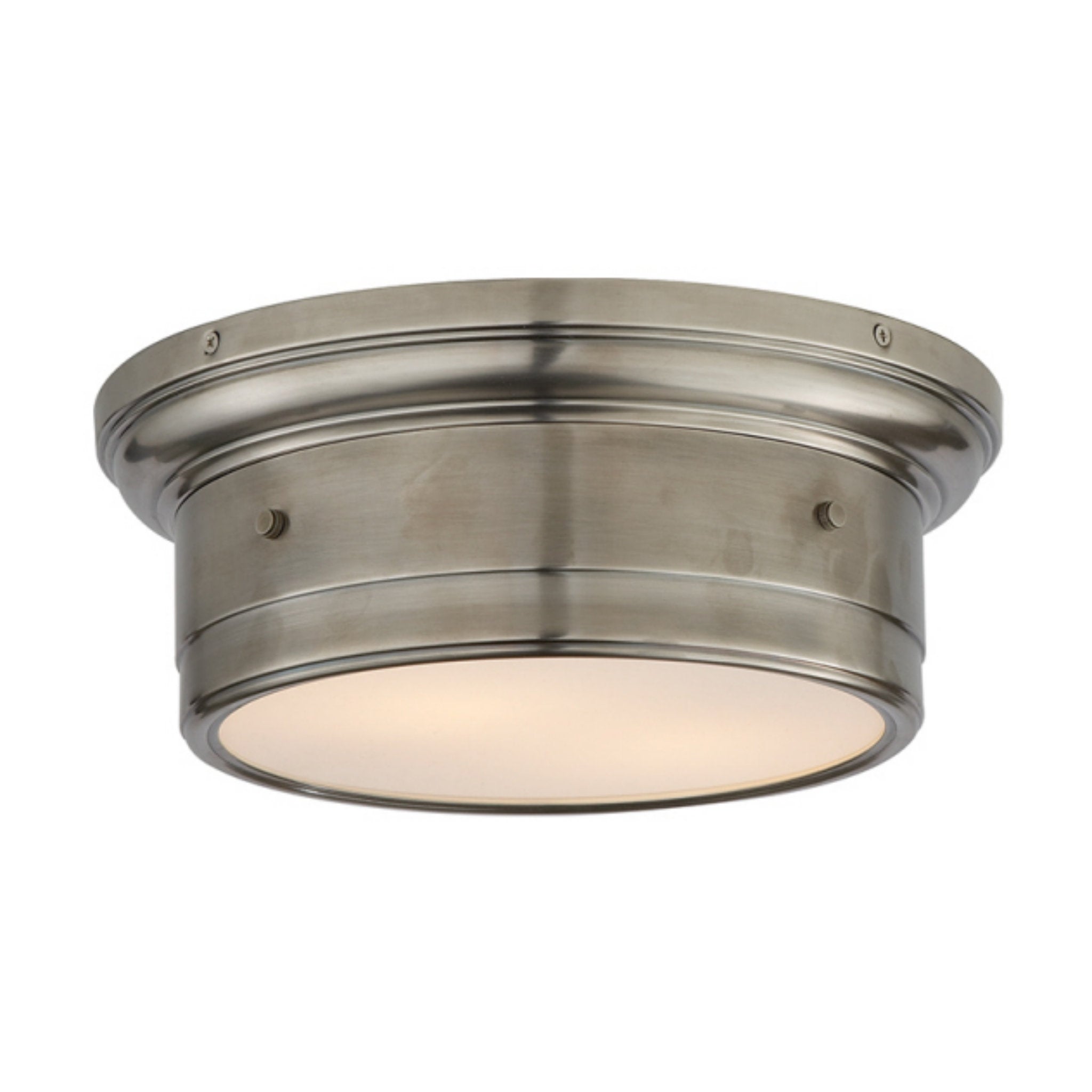 Visual Comfort Siena Small Flush Mount in Antique Nickel with White Glass