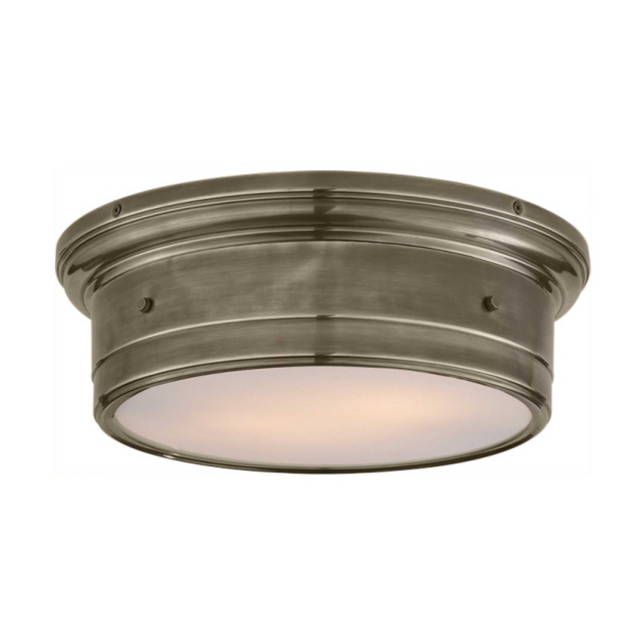 Visual Comfort Siena Large Flush Mount in Antique Nickel with White Glass
