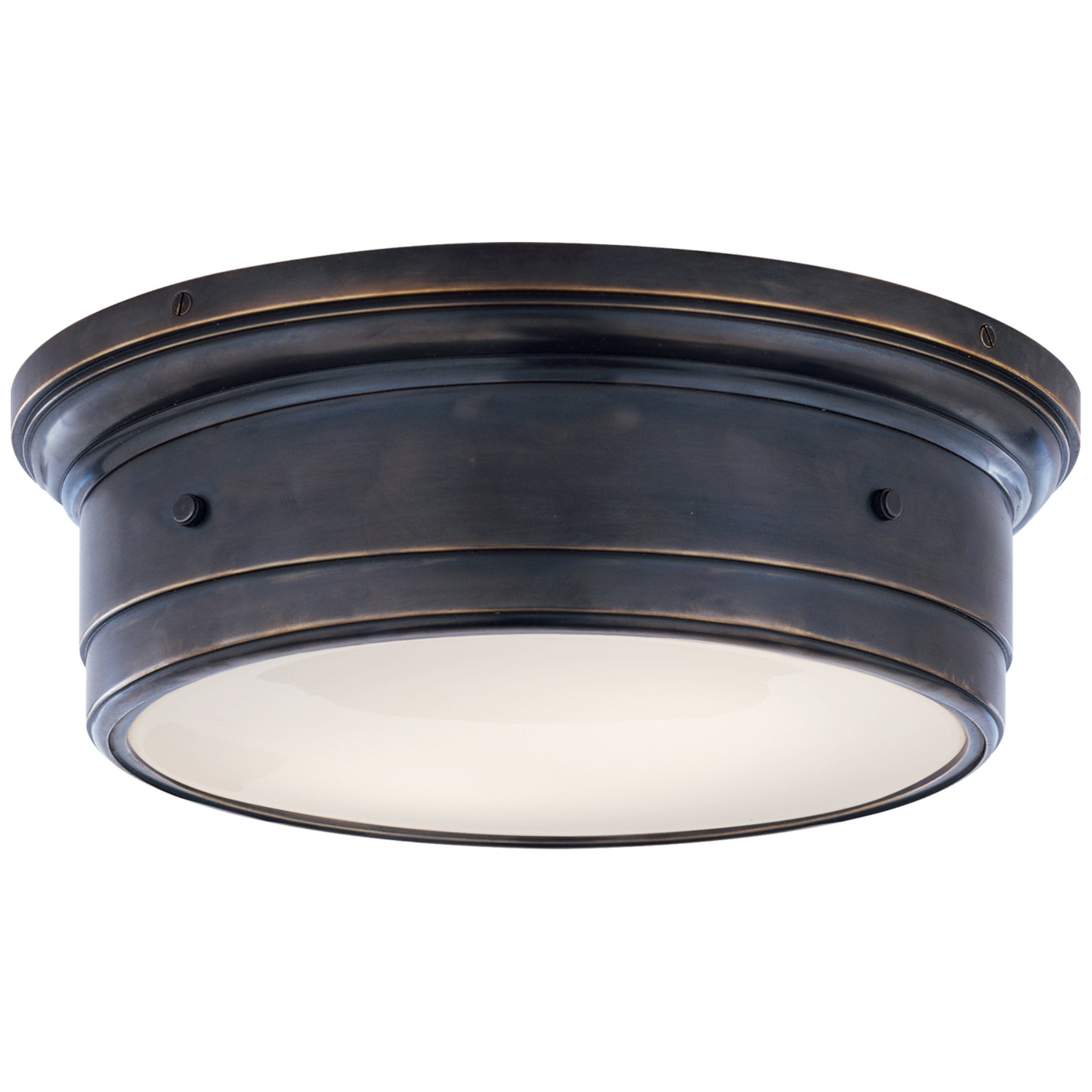 Visual Comfort Siena Large Flush Mount in Bronze with White Glass