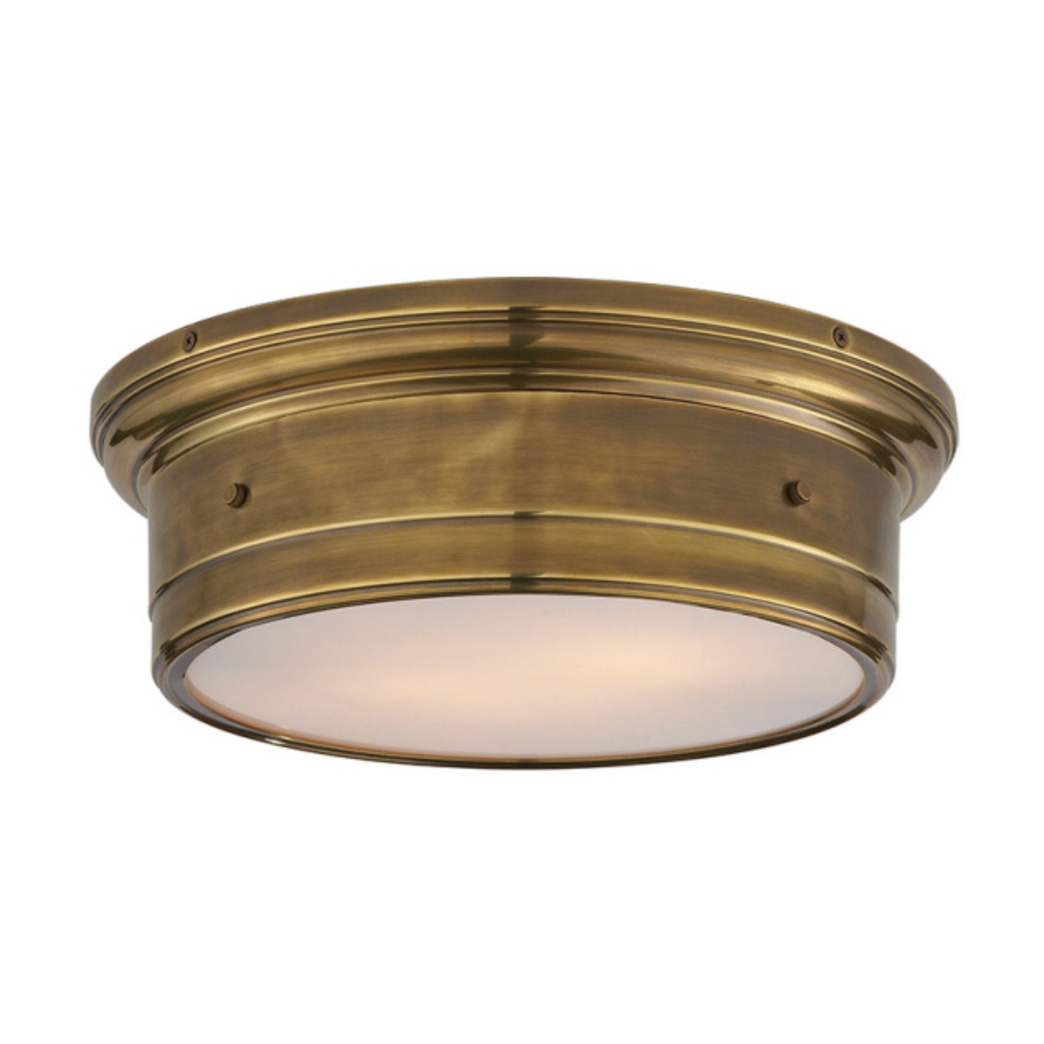 Visual Comfort Siena Large Flush Mount in Hand-Rubbed Antique Brass with White Glass