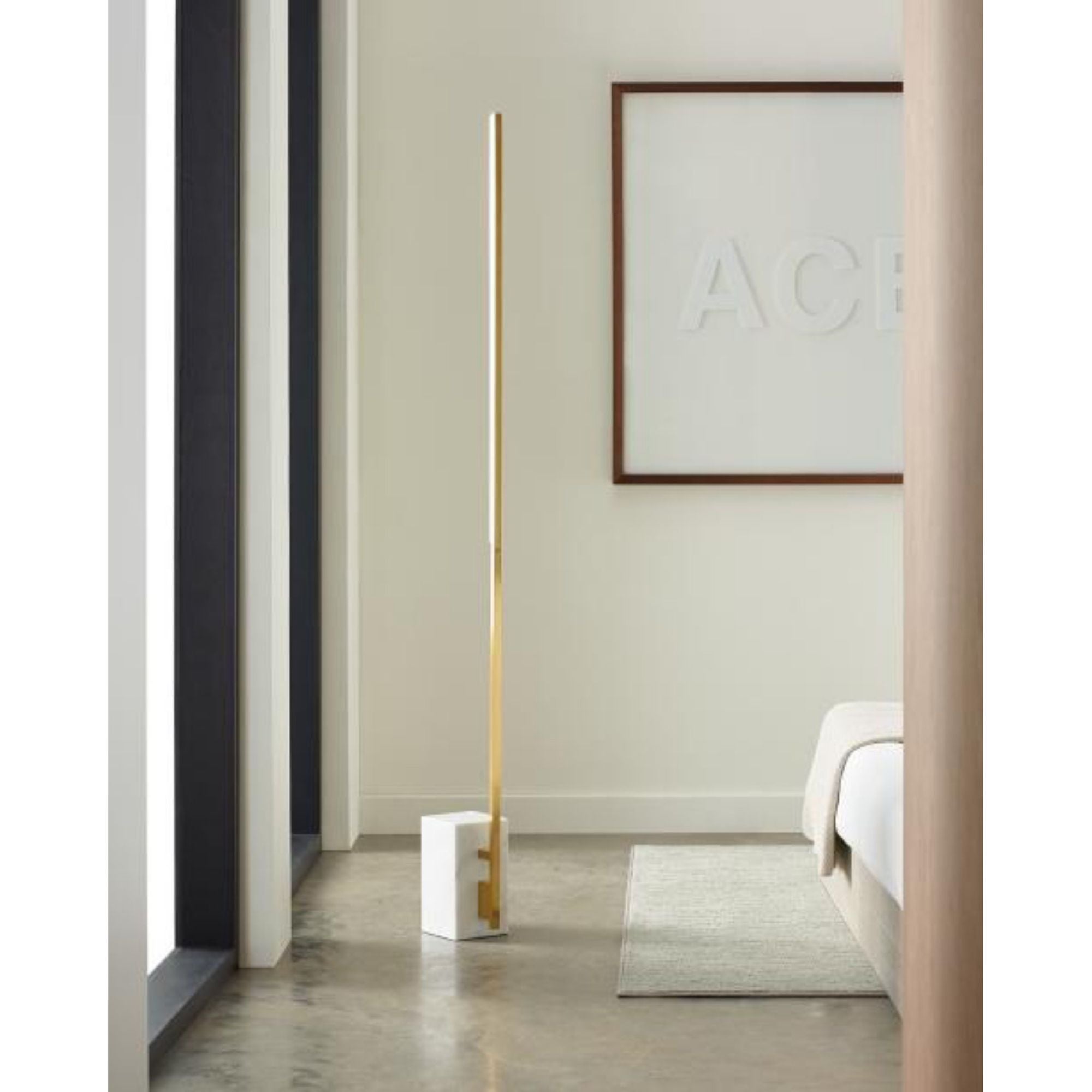 Klee 70 Floor Lamp Line-Voltage Pendants/Suspension 1-Light LED 2700K NATURAL BRASS/WHITE MARBLE by Sean Lavin