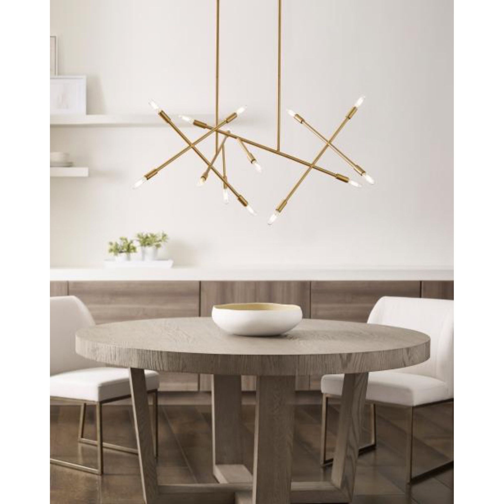 Line Wave 2 Chandelier Linear Suspension 14 Light Satin Nickel