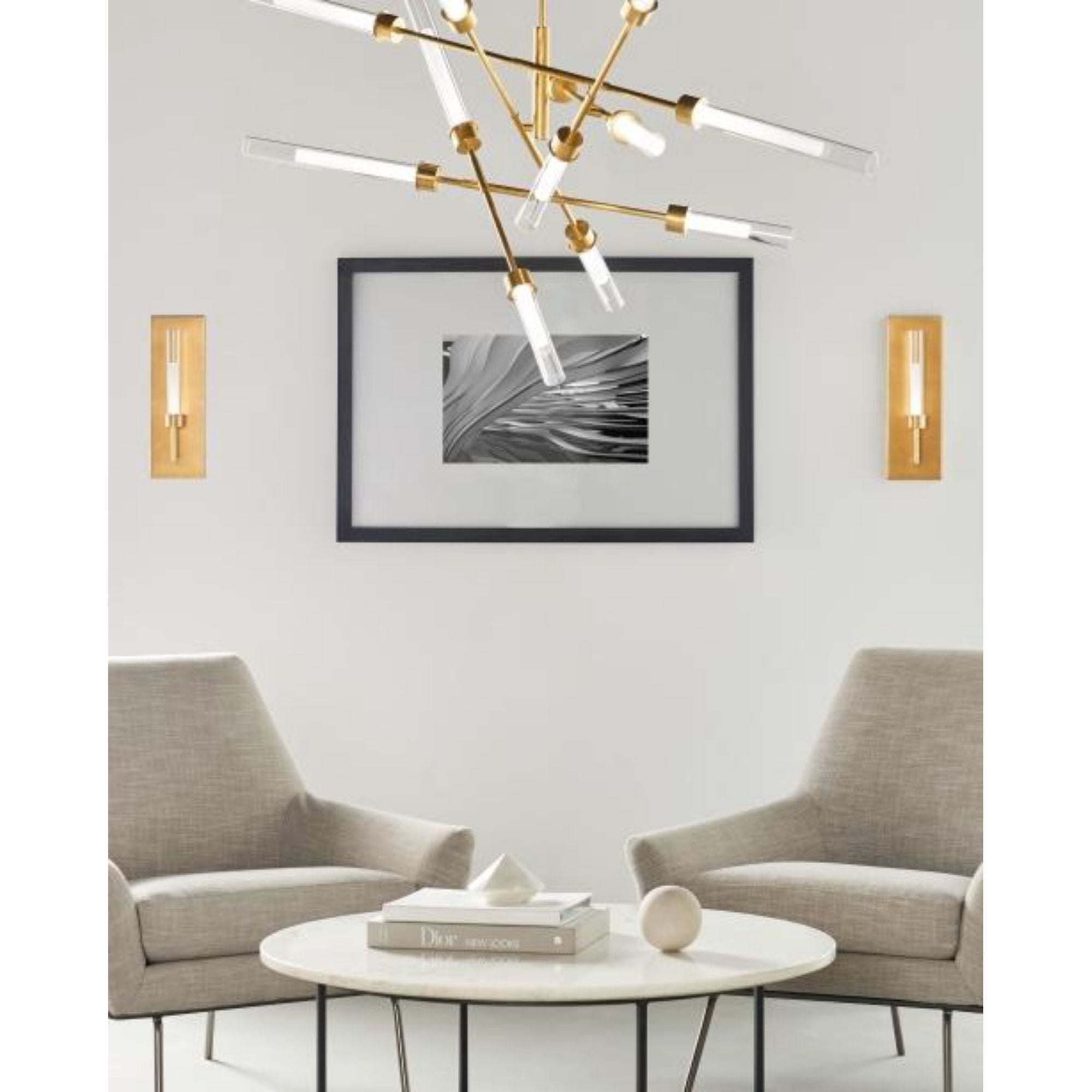 Linger 12-Light Abstract Chandelier Chandeliers 12-Light LED 3000K Natural Brass by Sean Lavin