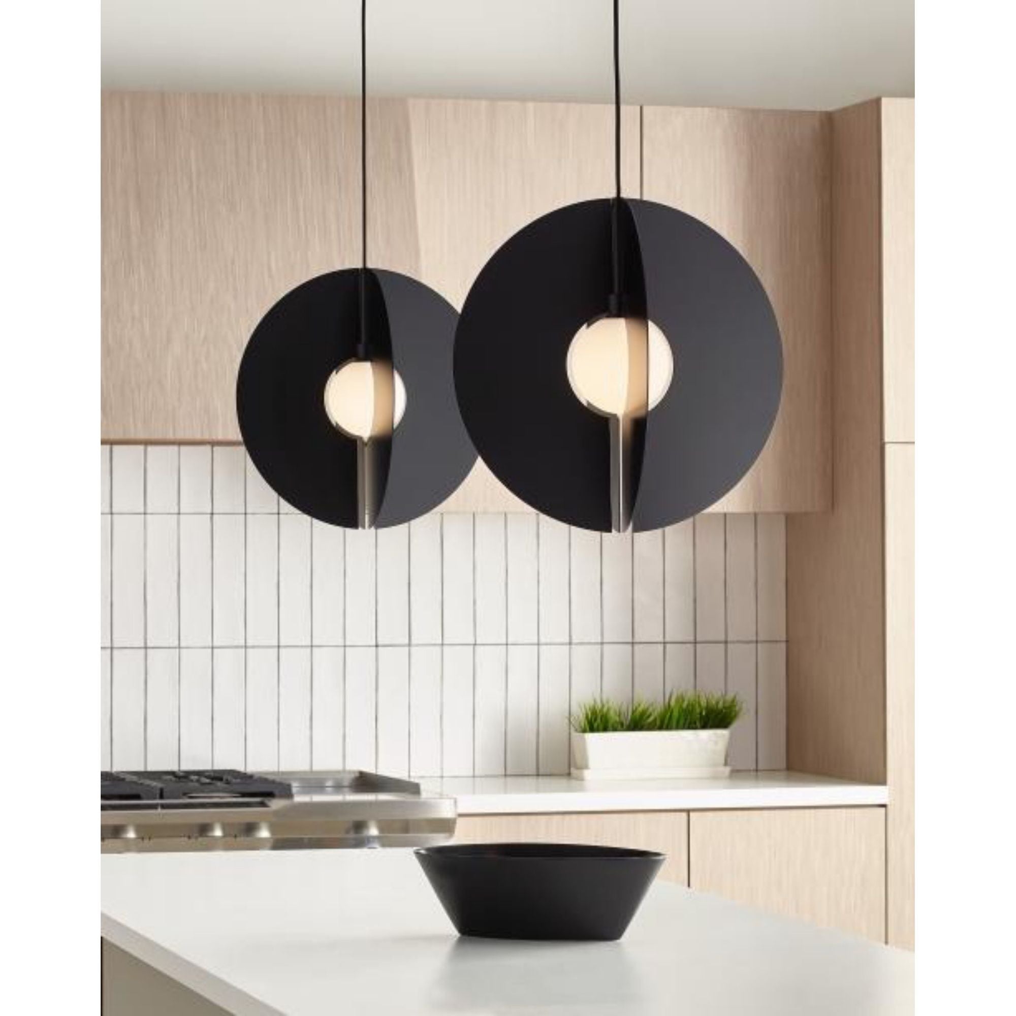 Orbel Round Pendant Line-Voltage Pendants/Suspension 1-Light Matte Black by Sean Lavin